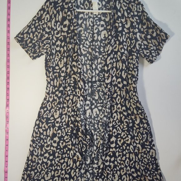 H&M Leopard Animal Print Wrap Mini Dress Size S Small A-line Wrap - Picture 4 of 8